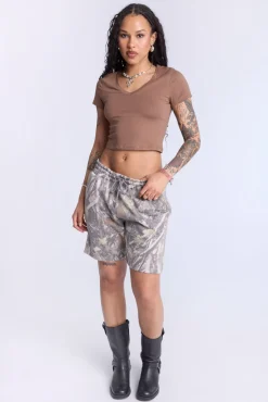 Cropped V-Neck Tee
