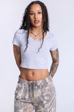 Cropped V-Neck Tee