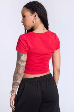 Cropped V-Neck Tee