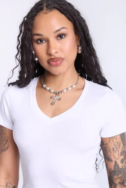 Cropped V-Neck Tee