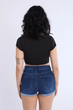 Distressed Rolled Cuff Shorts