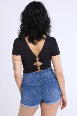 Distressed Rolled Cuff Shorts