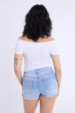 Distressed Rolled Cuff Shorts