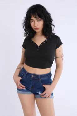 Distressed Rolled Cuff Shorts