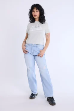 Distressed Straight Leg Jeans