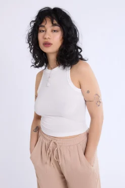 High-Neck Ribbed Tank Top