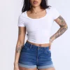 High-Rise Denim Shorts