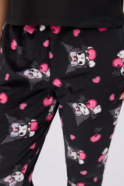 Kuromi 2-Piece Pajama Tee & Velour Jogger Set