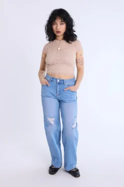 Lace Cap Sleeve Cropped Top