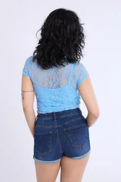 Lace Cap Sleeve Cropped Top