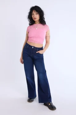 Lace Cap Sleeve Cropped Top