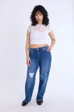 Lace Cap Sleeve Cropped Top