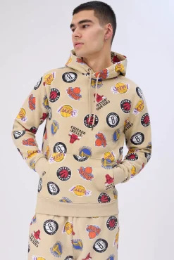 Mens Allover NBA Logo Print Hoodie