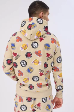 Mens Allover NBA Logo Print Hoodie
