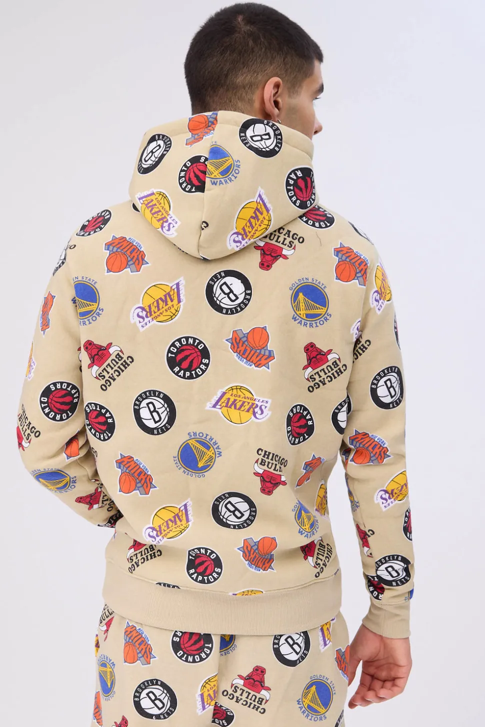 Mens Allover NBA Logo Print Hoodie