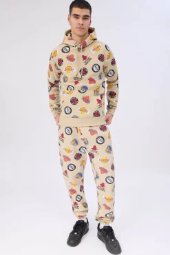 Mens Allover NBA Logo Print Hoodie