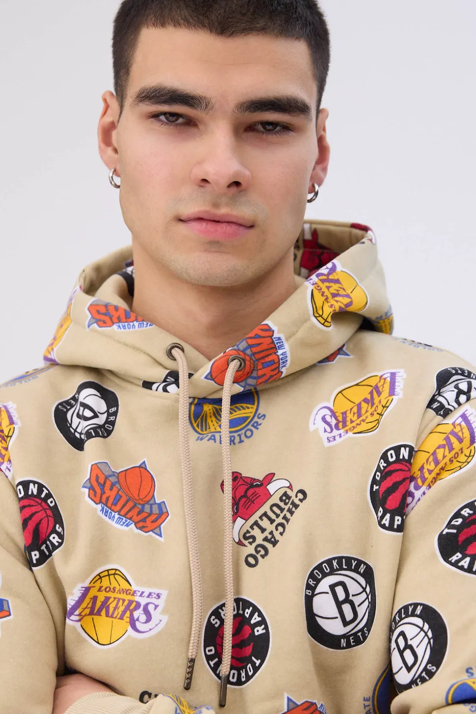 Mens Allover NBA Logo Print Hoodie