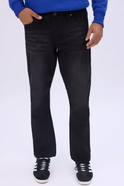 Mens Black Wash Straight Jeans
