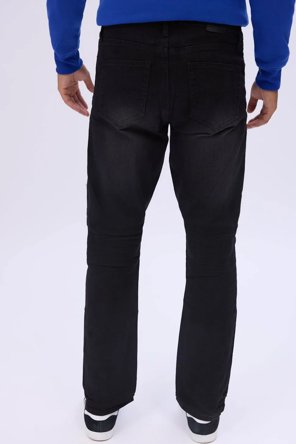 Mens Black Wash Straight Jeans