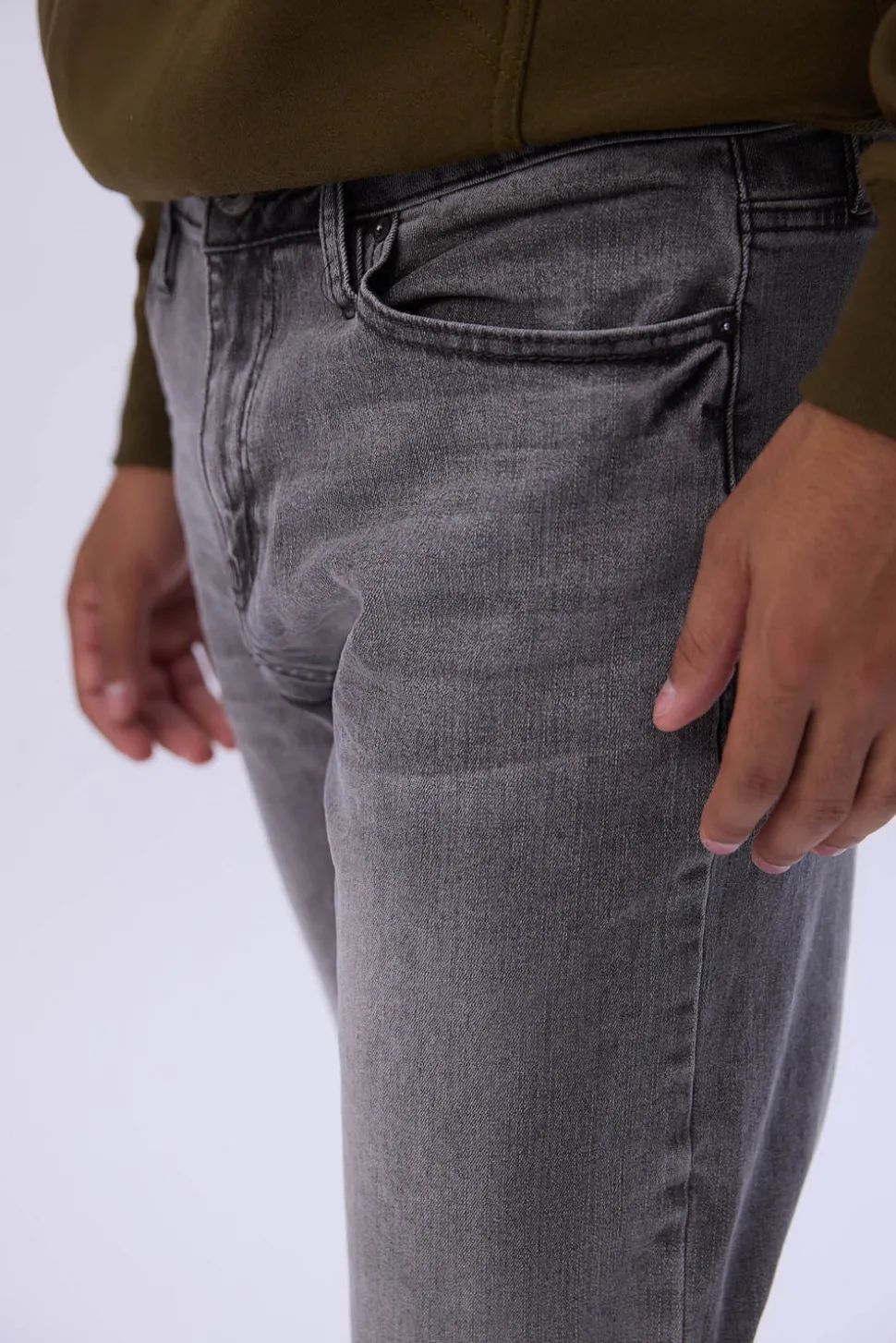 Mens Grey Slim Taper Jeans