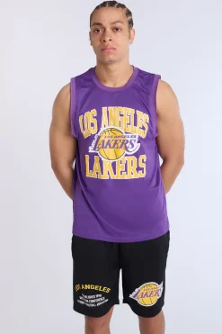 Mens LA Lakers Black Mesh Shorts