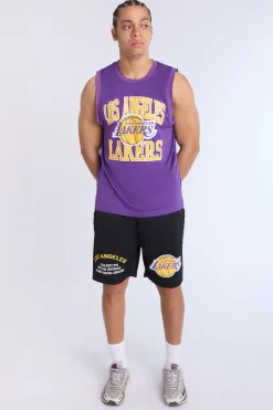 Mens LA Lakers Black Mesh Shorts