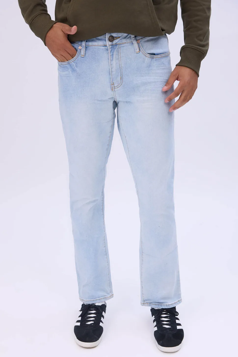 Mens Light Wash Straight Jeans
