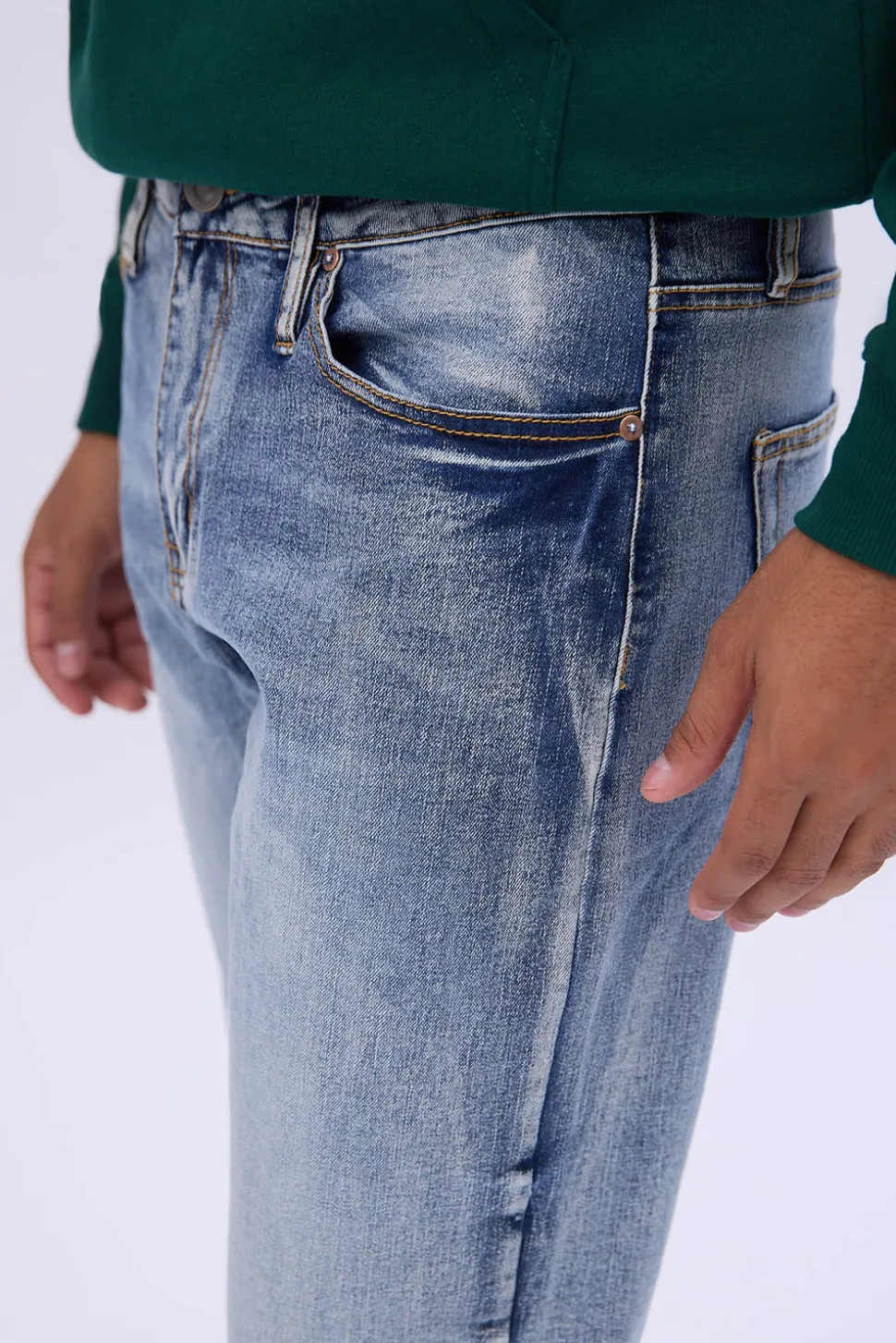 Mens Medium Wash Slim Taper Jeans