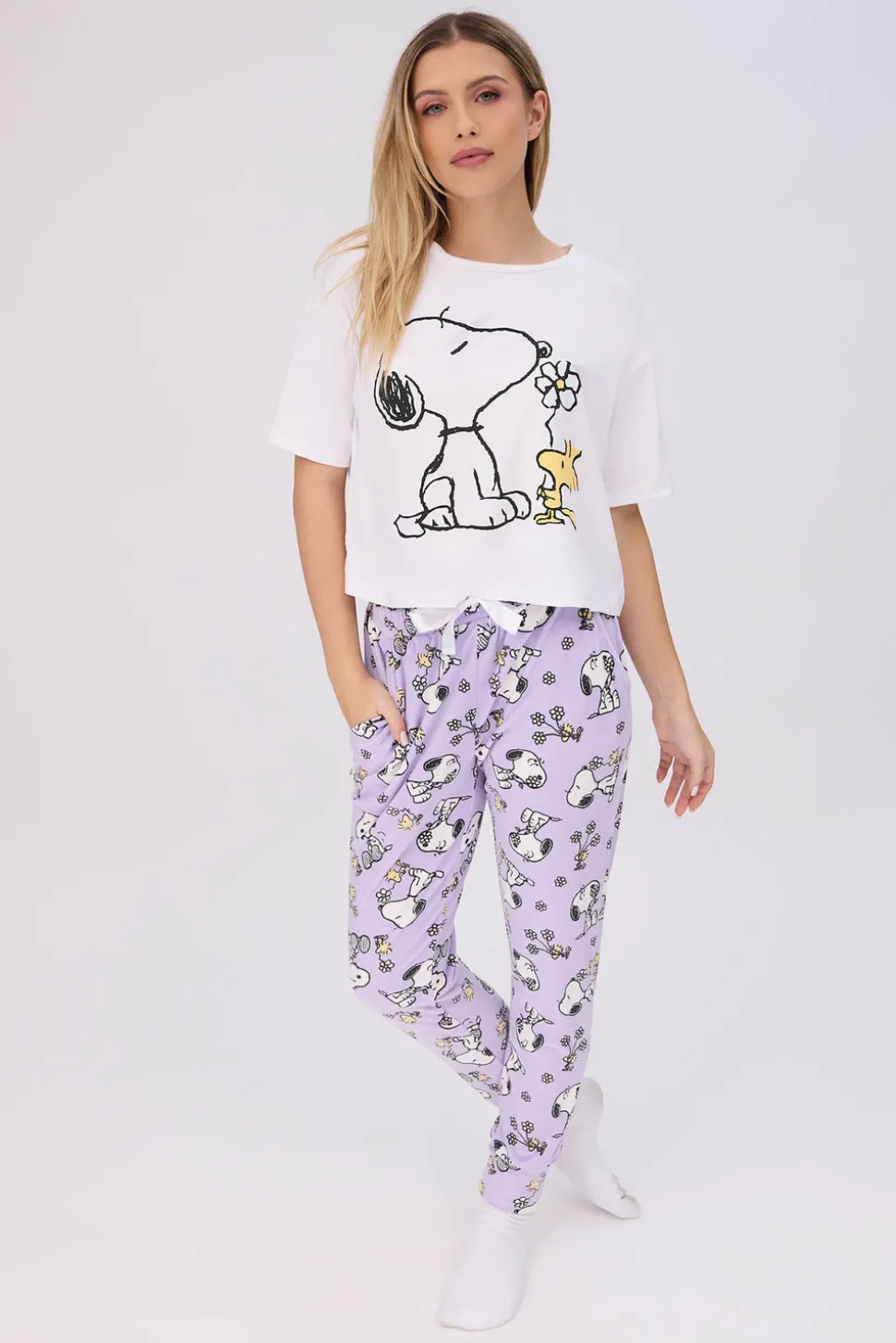 Peanuts Snoopy 2-Piece Pajama Tee & Velour Jogger Set