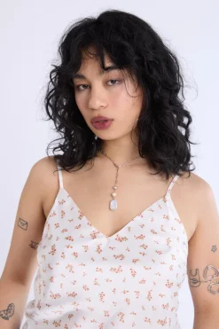 Satin Floral Print V-Neck Cami