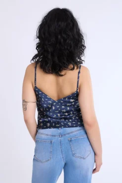 Satin Floral Print V-Neck Cami
