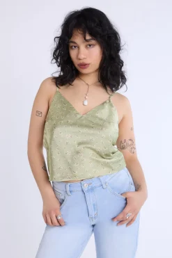 Satin Floral Print V-Neck Cami