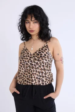 Satin Leopard Print V-Neck Cami