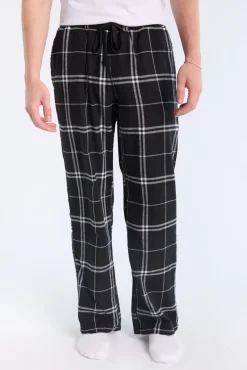 West49 Mens Black Plaid Pajama Bottoms
