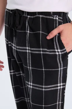 West49 Mens Black Plaid Pajama Bottoms