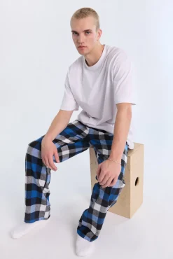 West49 Mens Blue Plaid Pajama Bottoms