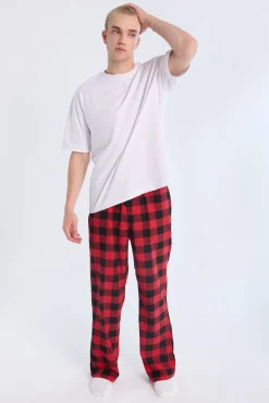 West49 Mens Red Plaid Pajama Bottoms