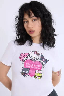 Womens Hello Kitty And Friends Glitter Baby Tee