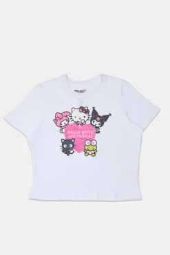 Womens Hello Kitty And Friends Glitter Baby Tee