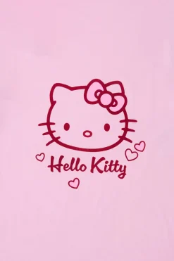 Womens Hello Kitty Face Flocking Boyfriend Tee