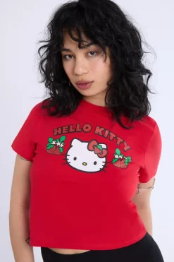 Womens Hello Kitty Glitter Baby Tee