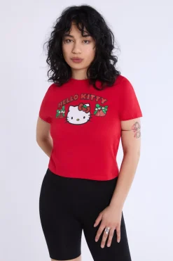 Womens Hello Kitty Glitter Baby Tee