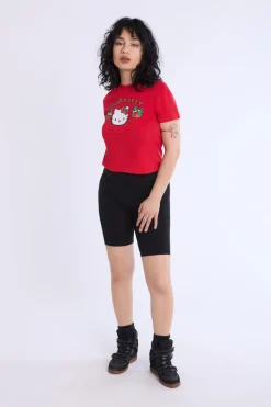 Womens Hello Kitty Glitter Baby Tee