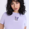 Womens Kuromi Embroidered Baby Tee