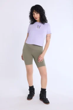 Womens Kuromi Embroidered Baby Tee