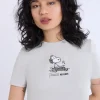 Womens Peanuts DJ Embroidered Tee