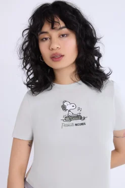 Womens Peanuts DJ Embroidered Tee