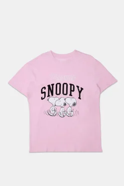 Womens Peanuts Snoopy Flocking Boyfriend Tee