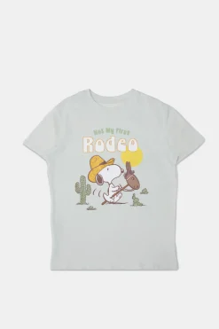Womens Snoopy Rodeo Glitter Boyfriend Tee
