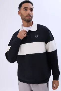 Zoo Yok Mens Colour Block Polo Sweatshirt